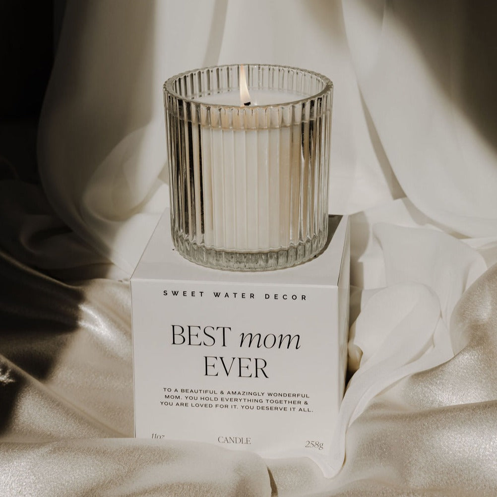 Rynx | Best Mom Ever Soy Wax Candle - Ribbed Glass Container with Box - 11 oz