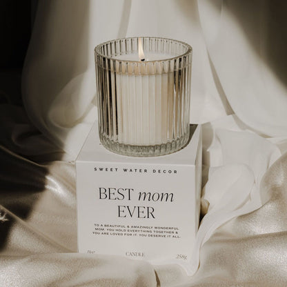 Rynx | Best Mom Ever Soy Wax Candle - Ribbed Glass Container with Box - 11 oz