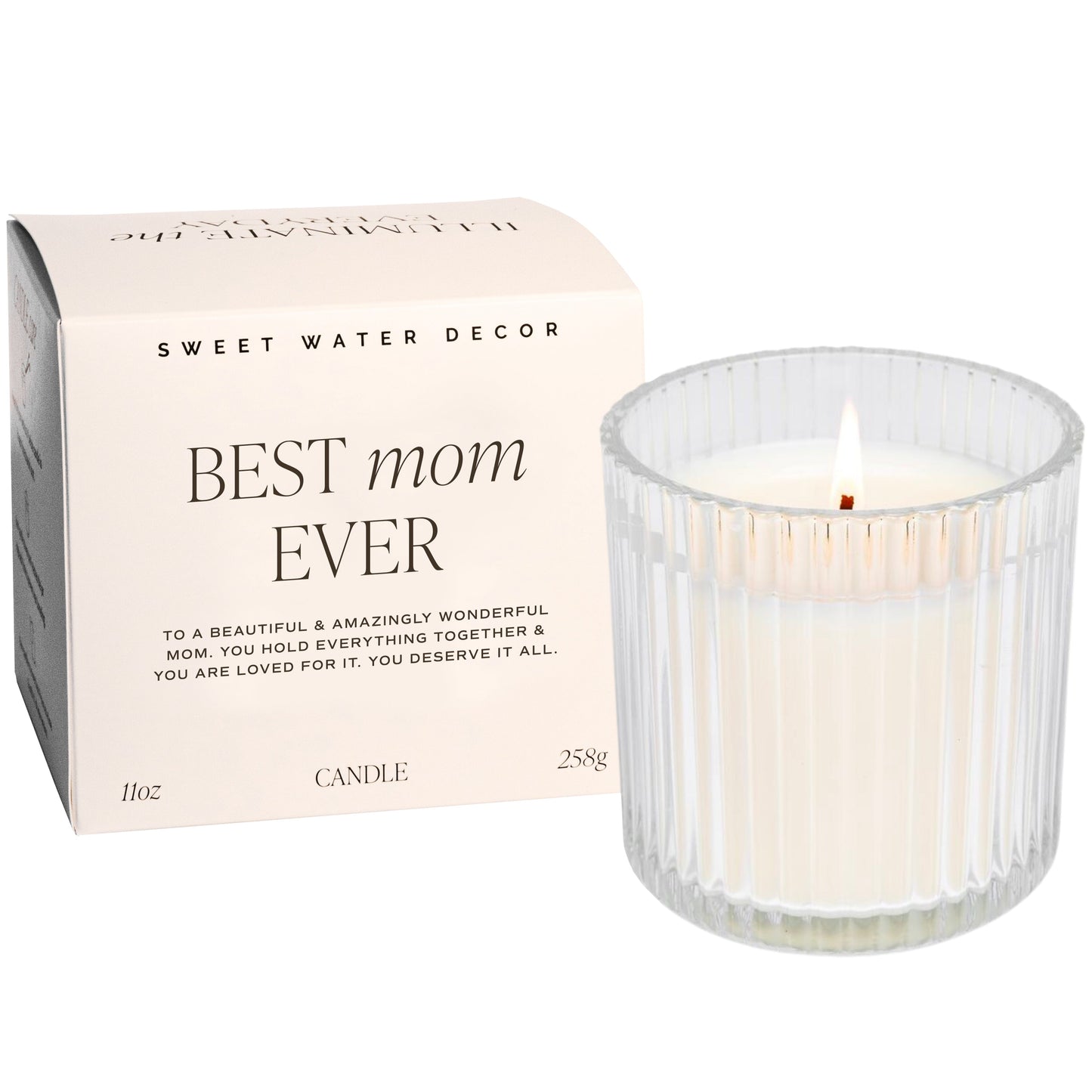Rynx | Best Mom Ever Soy Wax Candle - Ribbed Glass Container with Box - 11 oz