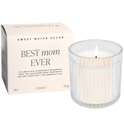 Rynx | Best Mom Ever Soy Wax Candle - Ribbed Glass Container with Box - 11 oz