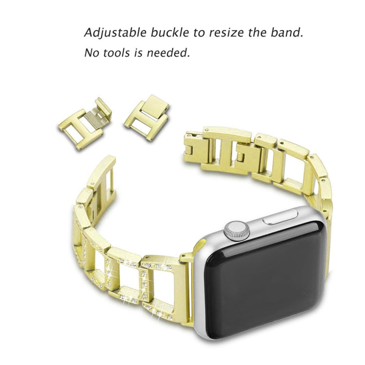 Rynx | Colorful Diamond Stainless Steel Watch Band for Apple Watch Series 10 42mm / 9&8&7 41mm / SE 3&SE 2&6&SE&5&4 40mm / 3&2&1 38mm (Gold)