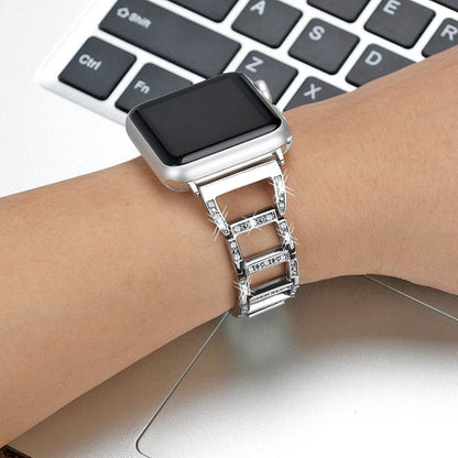 Rynx | Colorful Diamond Stainless Steel Watch Band for Apple Watch Series 10 42mm / 9&8&7 41mm / SE 3&SE 2&6&SE&5&4 40mm / 3&2&1 38mm (Gold)