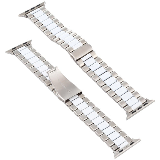 Rynx | For Apple Watch Series 7 41mm / 6 & SE & 5 & 4 40mm / 3 & 2 & 1 38mm Stainless Steel Wristband (white + silver)