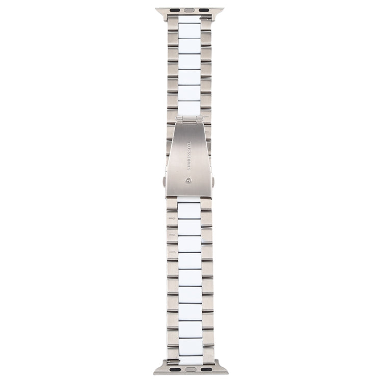 Rynx | For Apple Watch Series 7 41mm / 6 & SE & 5 & 4 40mm / 3 & 2 & 1 38mm Stainless Steel Wristband (white + silver)