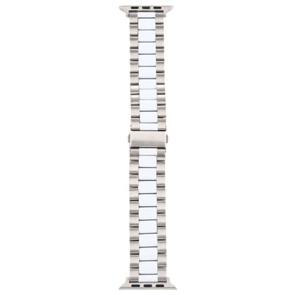 Rynx | For Apple Watch Series 7 41mm / 6 & SE & 5 & 4 40mm / 3 & 2 & 1 38mm Stainless Steel Wristband (white + silver)