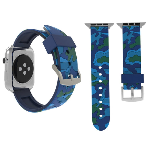 Rynx | For Apple Watch Series 3 & 2 & 1 42mm Fashion Camouflage Pattern Silicone Watch Band (Blue)