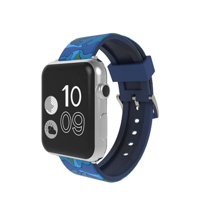 Rynx | For Apple Watch Series 3 & 2 & 1 42mm Fashion Camouflage Pattern Silicone Watch Band (Blue)