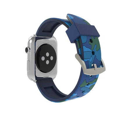 Rynx | For Apple Watch Series 3 & 2 & 1 42mm Fashion Camouflage Pattern Silicone Watch Band (Blue)