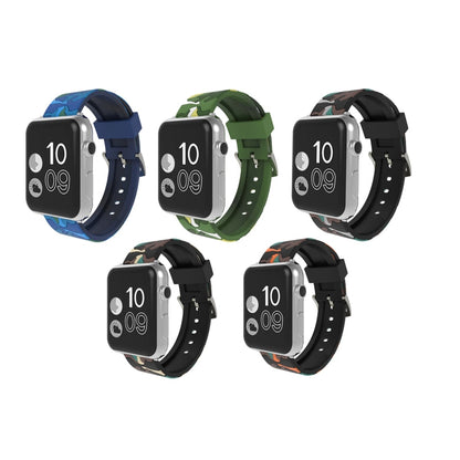 Rynx | For Apple Watch Series 3 & 2 & 1 42mm Fashion Camouflage Pattern Silicone Watch Band (Blue)