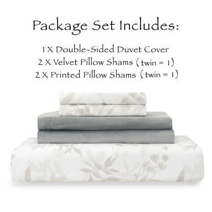 Rynx | 5-piece sheet foil reversible velvet duvet cover sets