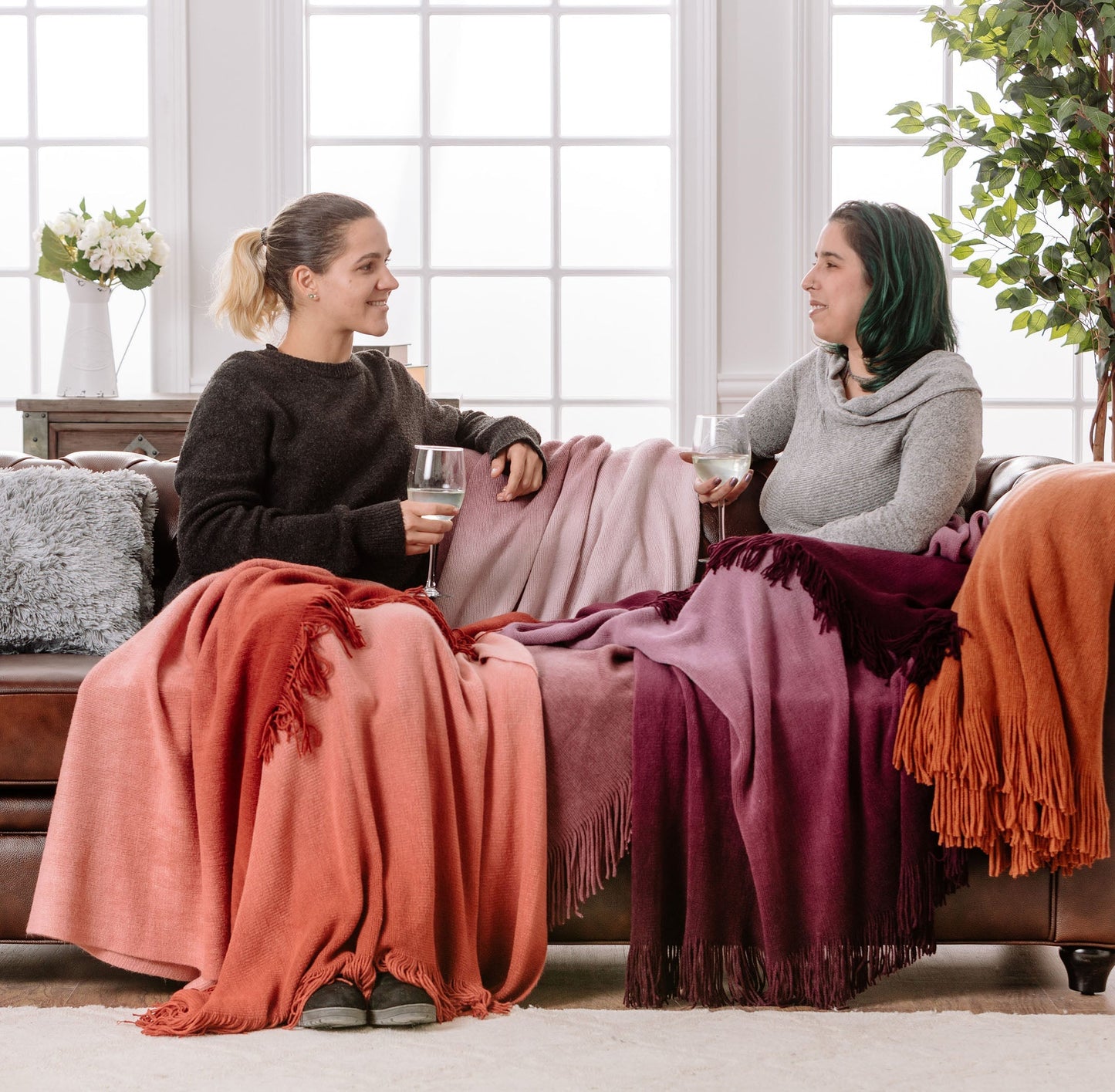 Rynx | Ombre Fringe Throw Blanket
