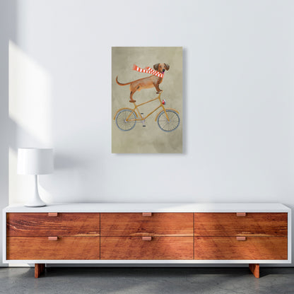 Rynx | Dachshund On Bicycle In Winter Art Print by Coco Deparis