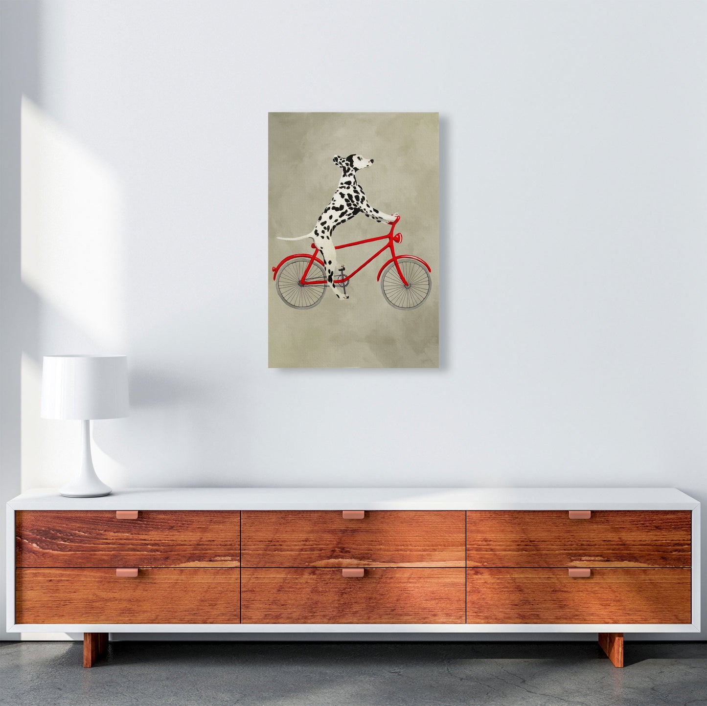 Rynx | Dalmatian On Bicycle Art Print by Coco Deparis