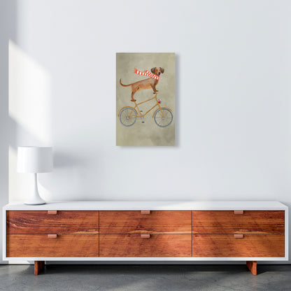Rynx | Dachshund On Bicycle In Winter Art Print by Coco Deparis