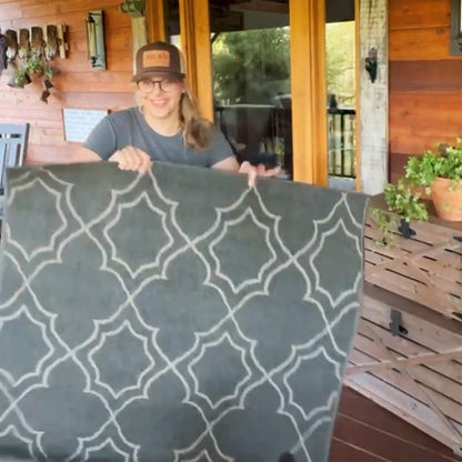 Rynx | Black modern farmhouse outdoor rug