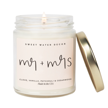 Rynx | Mr. & Mrs. Quote Candle - Clear Container - 9 oz