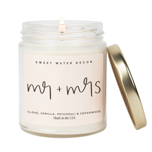 Rynx | Mr. & Mrs. Quote Candle - Clear Container - 9 oz