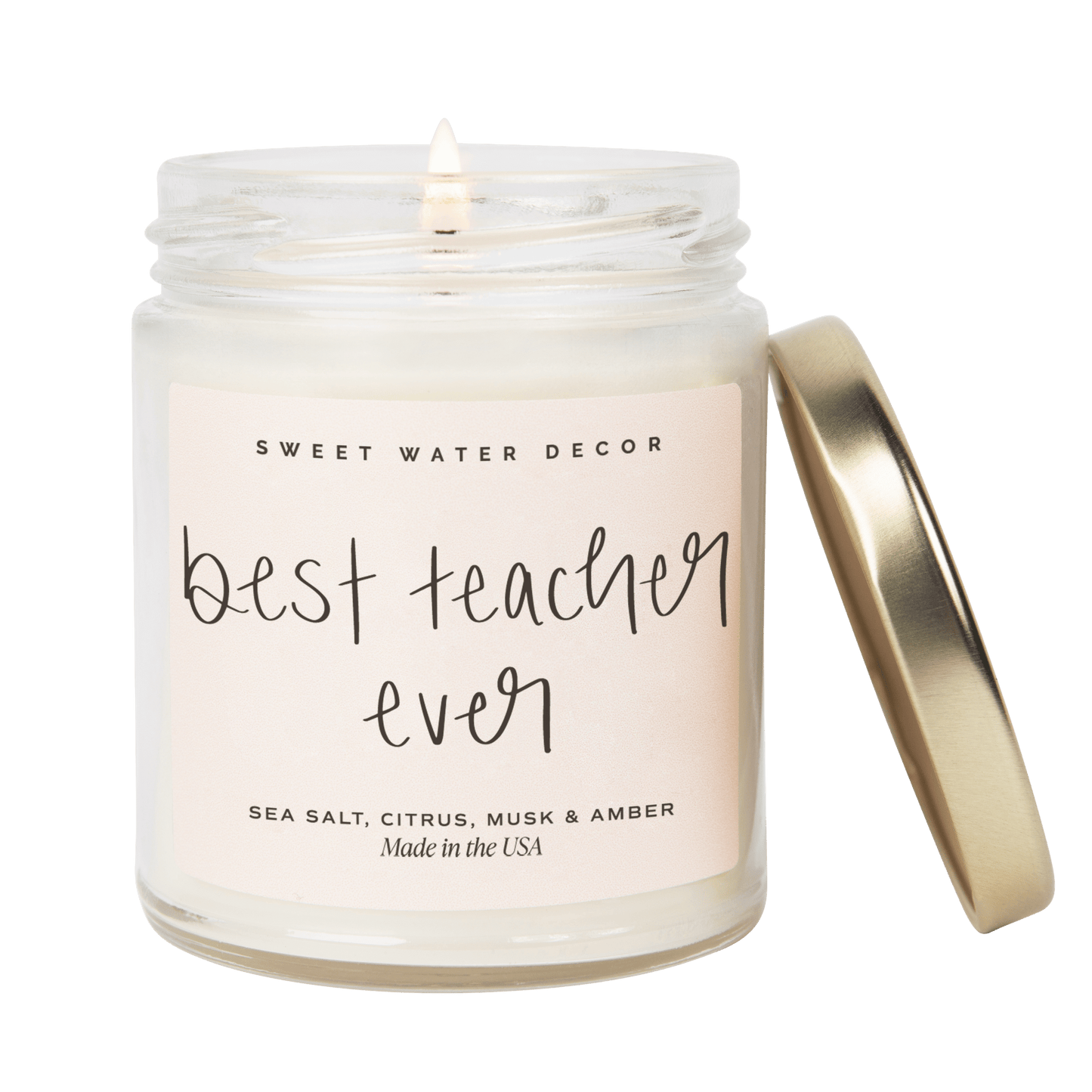 Rynx | Best Teacher All Soy Candle - Clear Jar - 9 oz (Salt and Sea)