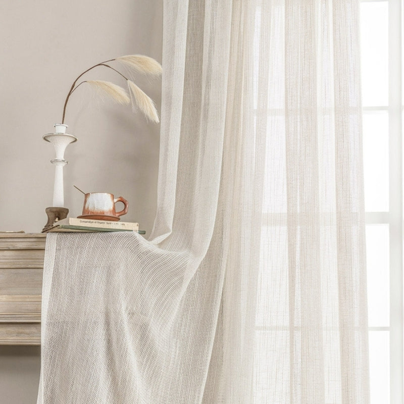 Rynx | Eden Soft Woven Texture Sheer Curtains Linen Linen Tulle