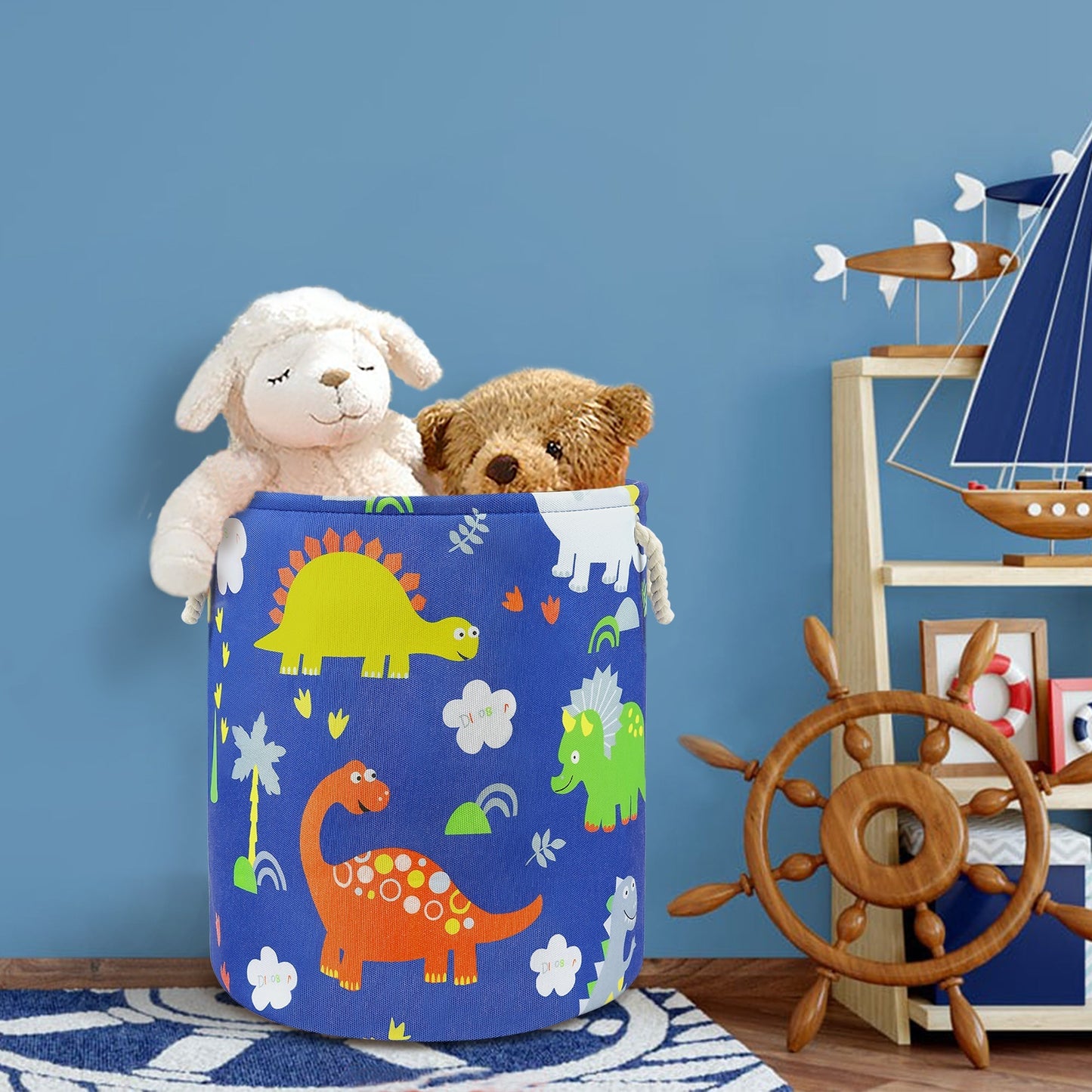 Rynx | Blue dinosaur laundry basket