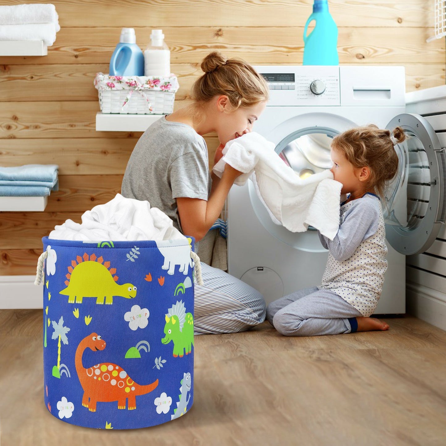 Rynx | Blue dinosaur laundry basket