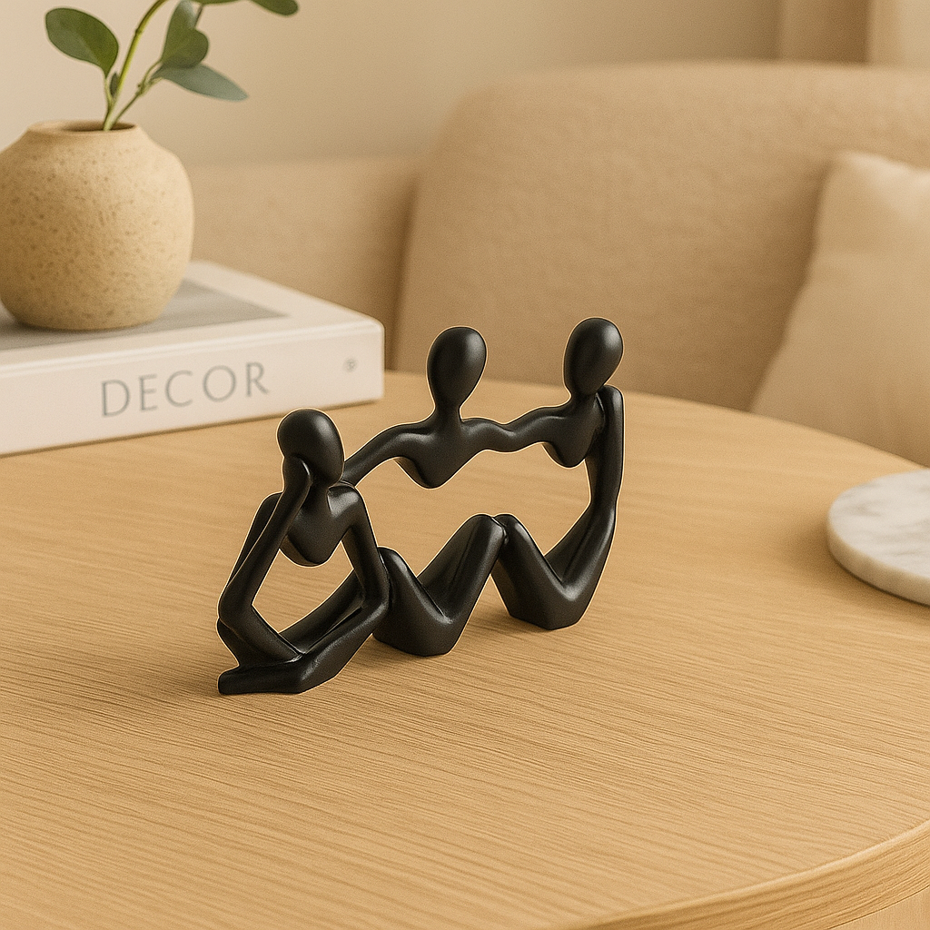 Rynx | MindMuse – Golden abstract thinker statues in unique artistic positions