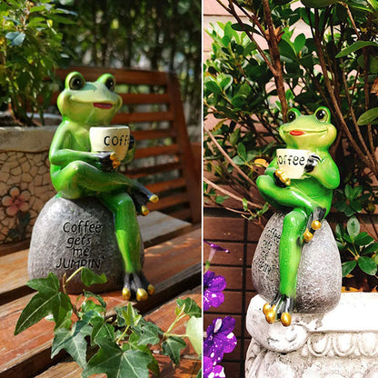 Rynx | Coffee Frog Garden Statue