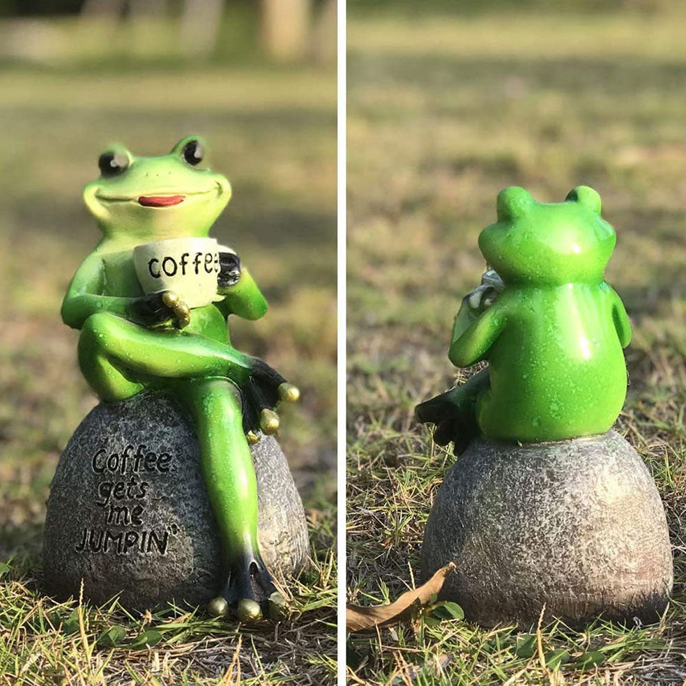 Rynx | Coffee Frog Garden Statue