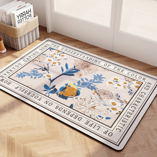 Rynx | Colorful bird and floral soft diatomaceous earth bathroom mat