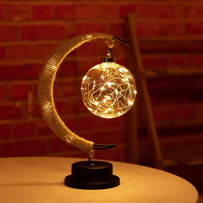 Rynx | - Table lamp Luxe - Crescent moon - Design made of wicker - Elegant lighting