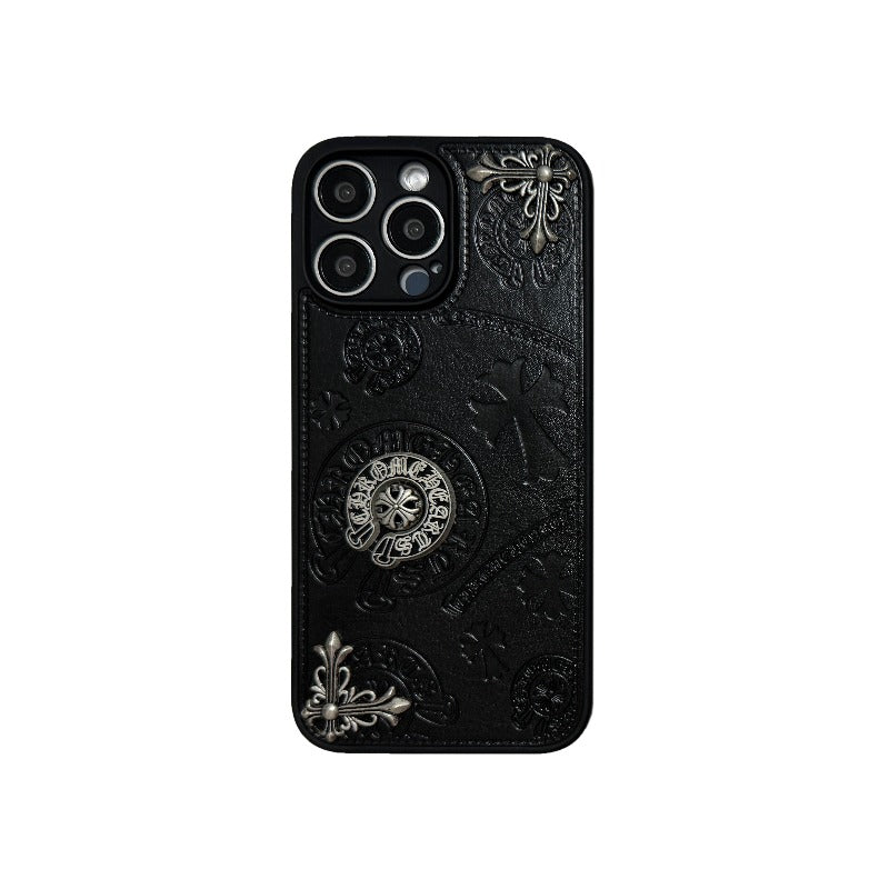 RYNX | Cross Chrome Hearts Leather Phone Case for iPhone
