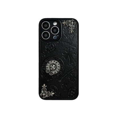 RYNX | Cross Chrome Hearts Leather Phone Case for iPhone