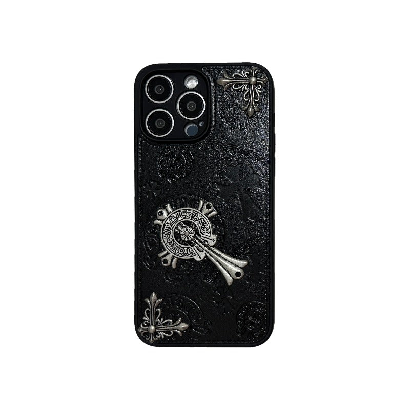 RYNX | Cross Chrome Hearts Leather Phone Case for iPhone