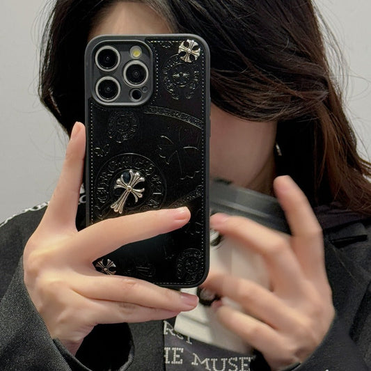 RYNX | Cross Chrome Hearts Leather Phone Case for iPhone