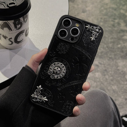 RYNX | Cross Chrome Hearts Leather Phone Case for iPhone
