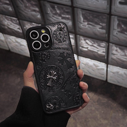RYNX | Cross Chrome Hearts Leather Phone Case for iPhone
