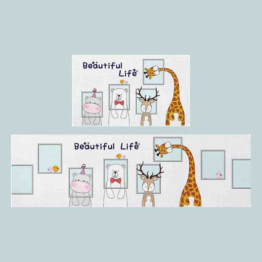 Rynx | Cute Animal Home Gray Floor PVC Leather Kitchen Mat