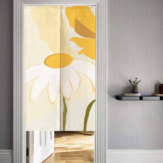 Rynx | White Flower Daisy Door Curtain, Multiple Sizes Floral Door Curtains, Unique Door Decoration, Boho Door Throw, Customizable Door Curtains