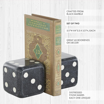 Rynx | Black Marble Cube Bookends, Set of Two