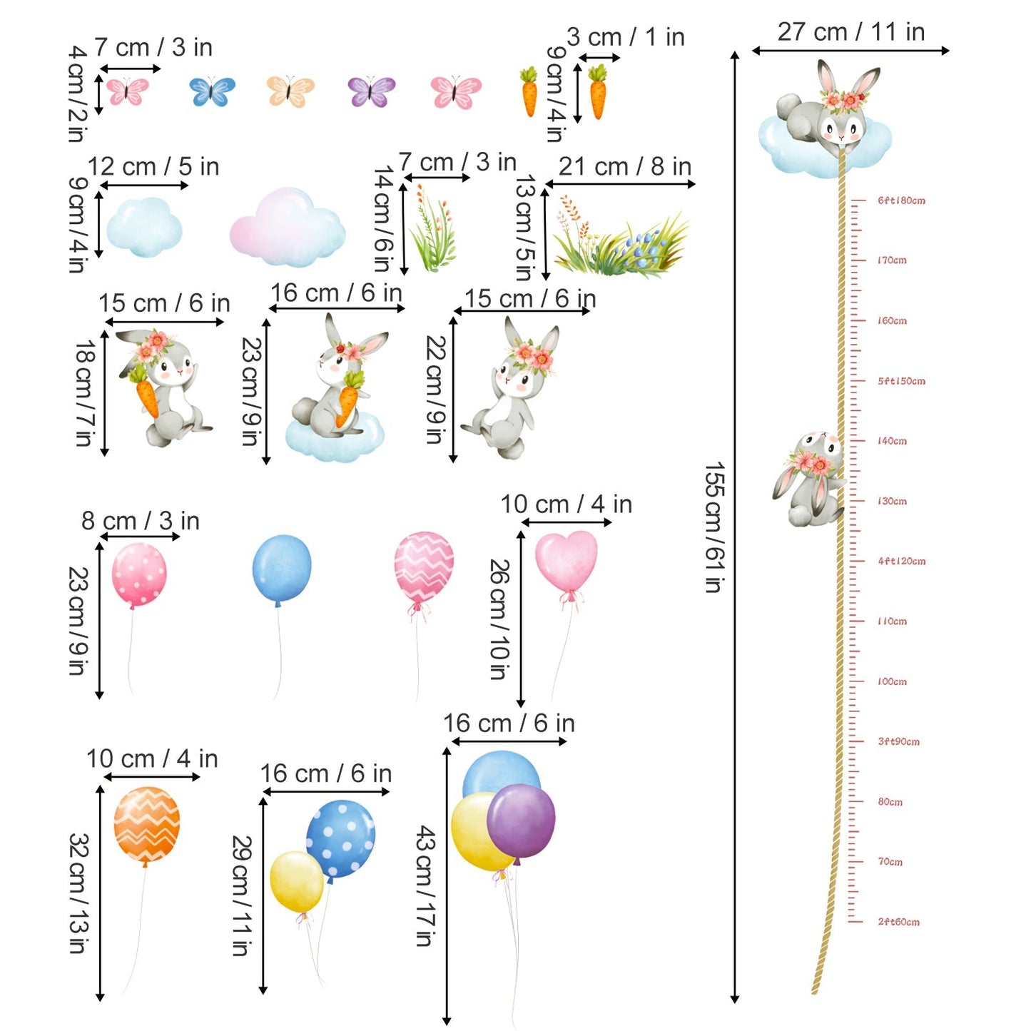 Rynx | Height chart Bunny wall sticker