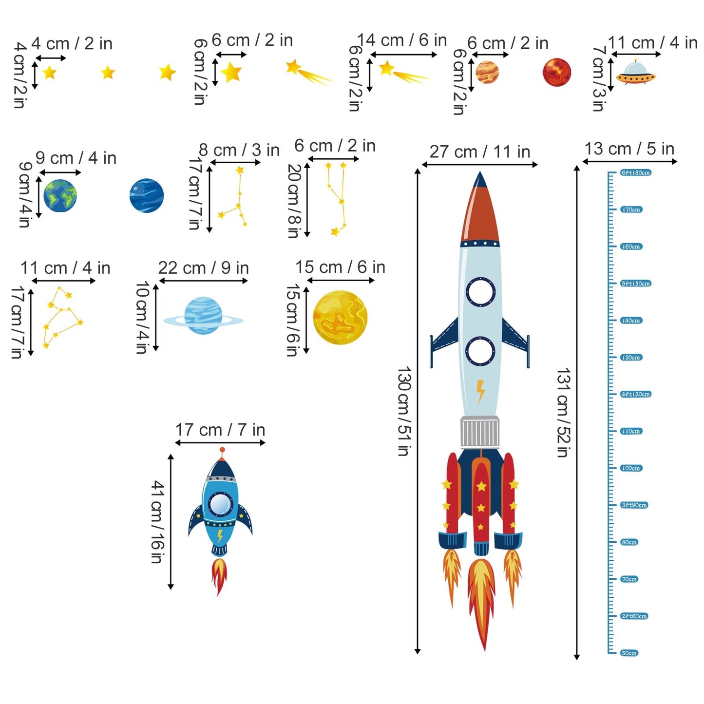Rynx | Rocket Height Chart Wall Sticker
