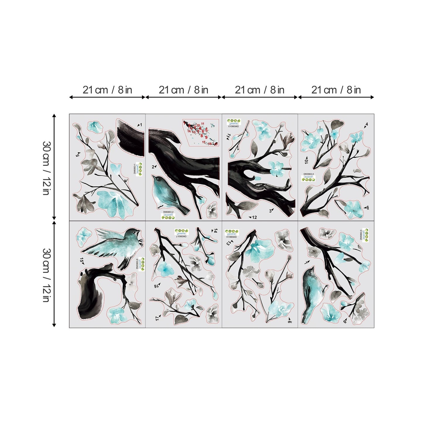 Rynx | Watercolor blue flowers wall stickers