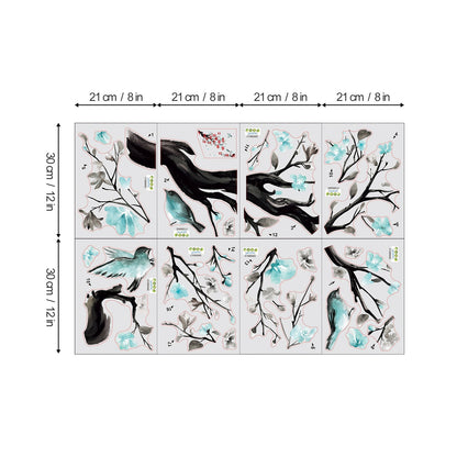 Rynx | Watercolor blue flowers wall stickers