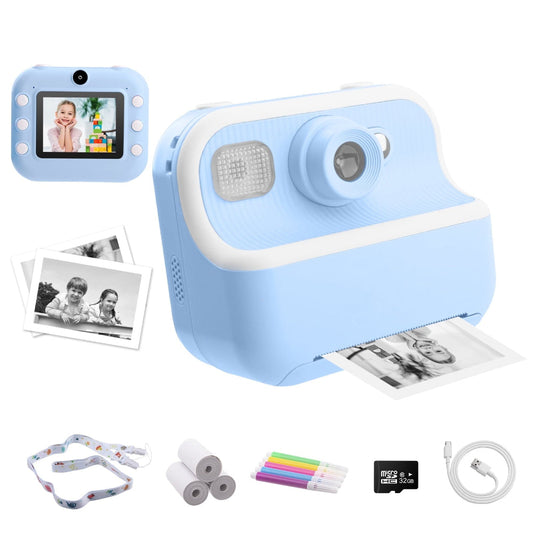 Rynx | Kids Instant Print Camera, 1080P Rechargeable HD Kids Digital Camera with 32G SD Card
