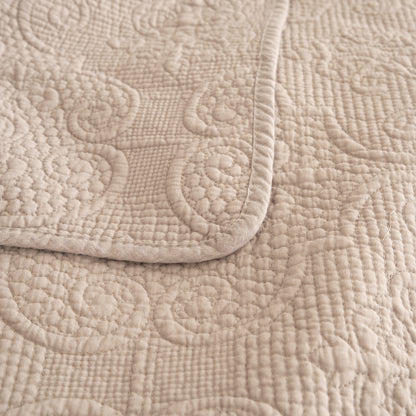 Rynx | Neutral Taupe Beige Sandy Elegant Matelassé Cotton Quilted Bedspread Set