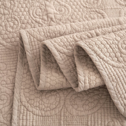 Rynx | Neutral Taupe Beige Sandy Elegant Matelassé Cotton Quilted Bedspread Set