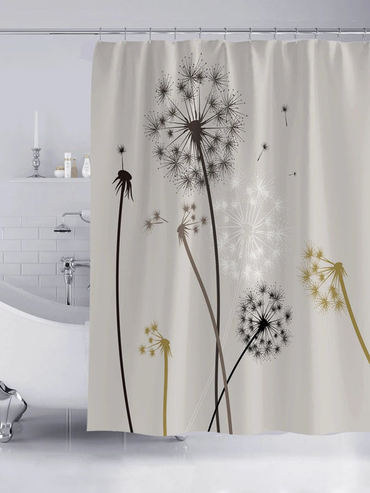 Rynx | Dandelion Shower Curtain with Hooks, Animal Bathroom Curtains with Ring, Unique Bathroom Decoration, Boho Shower Curtain, Customizable Bathroom Curtains, Extra Long Shower Curtain