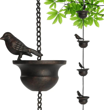 Rynx | Rain chain with bird bath – Attracts birds & makes rainy days beautiful