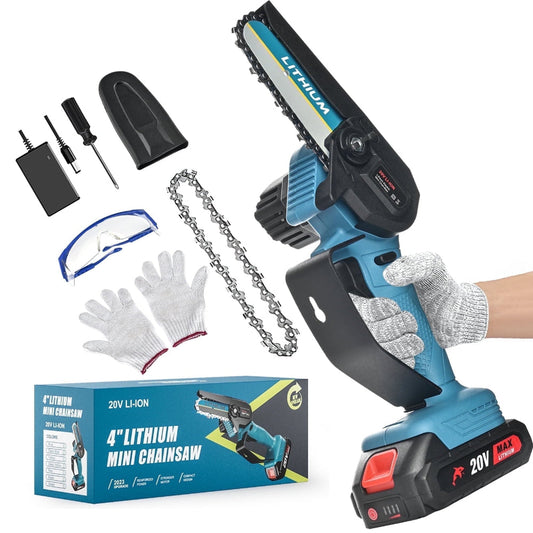 Rynx | 4 inch wireless handheld mini chainsaw with portable battery-powered pruner
