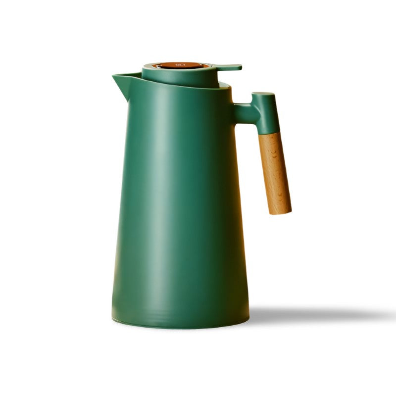 Rynx | Thermos Flask - Temperature Display - Wooden Handle - Stylish And Functional
